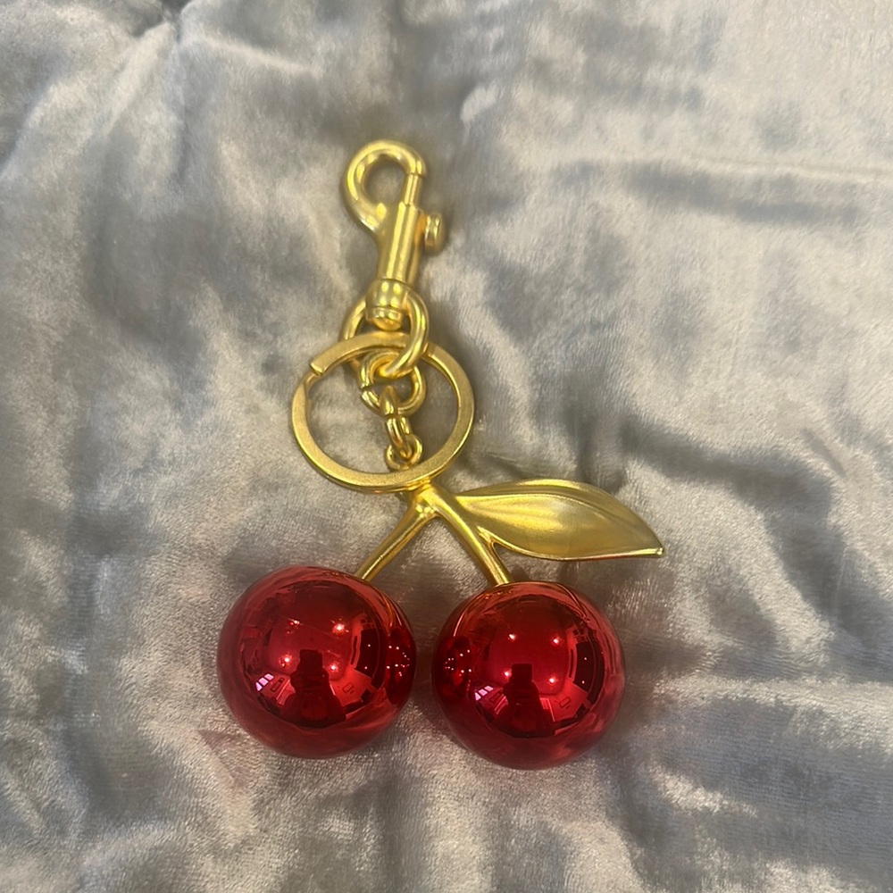 Vibrant Red and Gold Cherry Key Holder